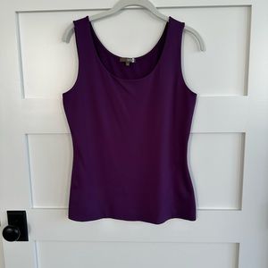JUDYP eggplant sleeveless shell tank. UPF 50 and made in USA.
